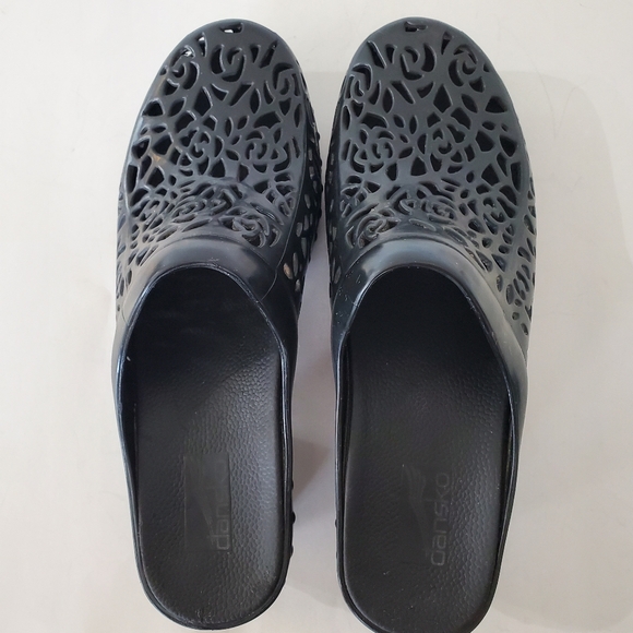 DANSKO PIPPA Sz 10 EU 41 Black Laser Cut Rubber Comfort Mule Clog Slip On EUC! - Picture 3 of 15